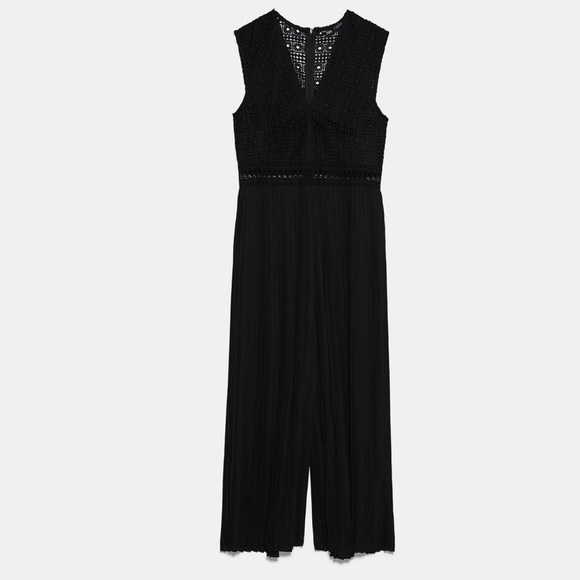 ZARA Combination Jumpsuit with Guipure Lace - Picture 1 of 4